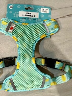 Aqua and Yellow Dot Mesh Dog Harness - Unbranded